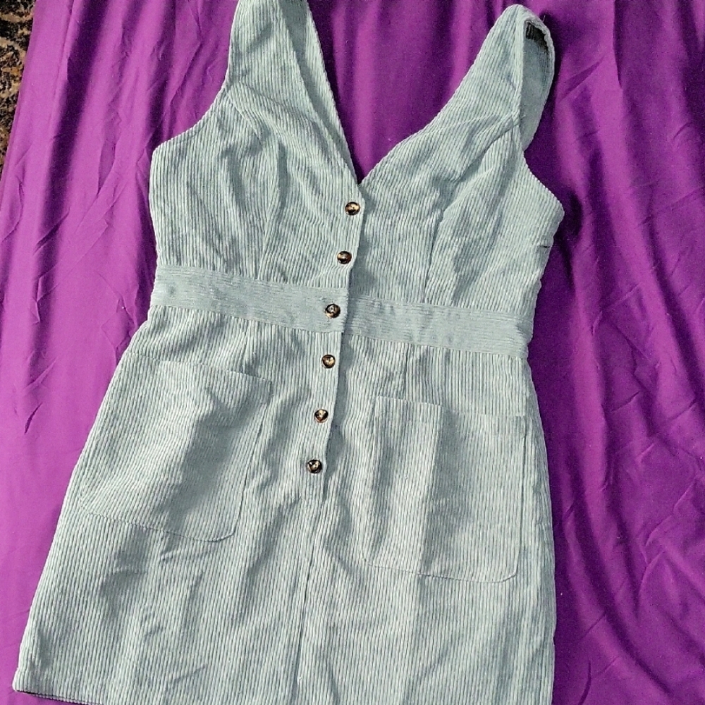 Spring Sea Green Corduroy Dress